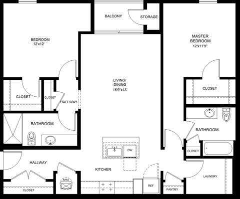 a floor plan of a house with a bedroom and a living room